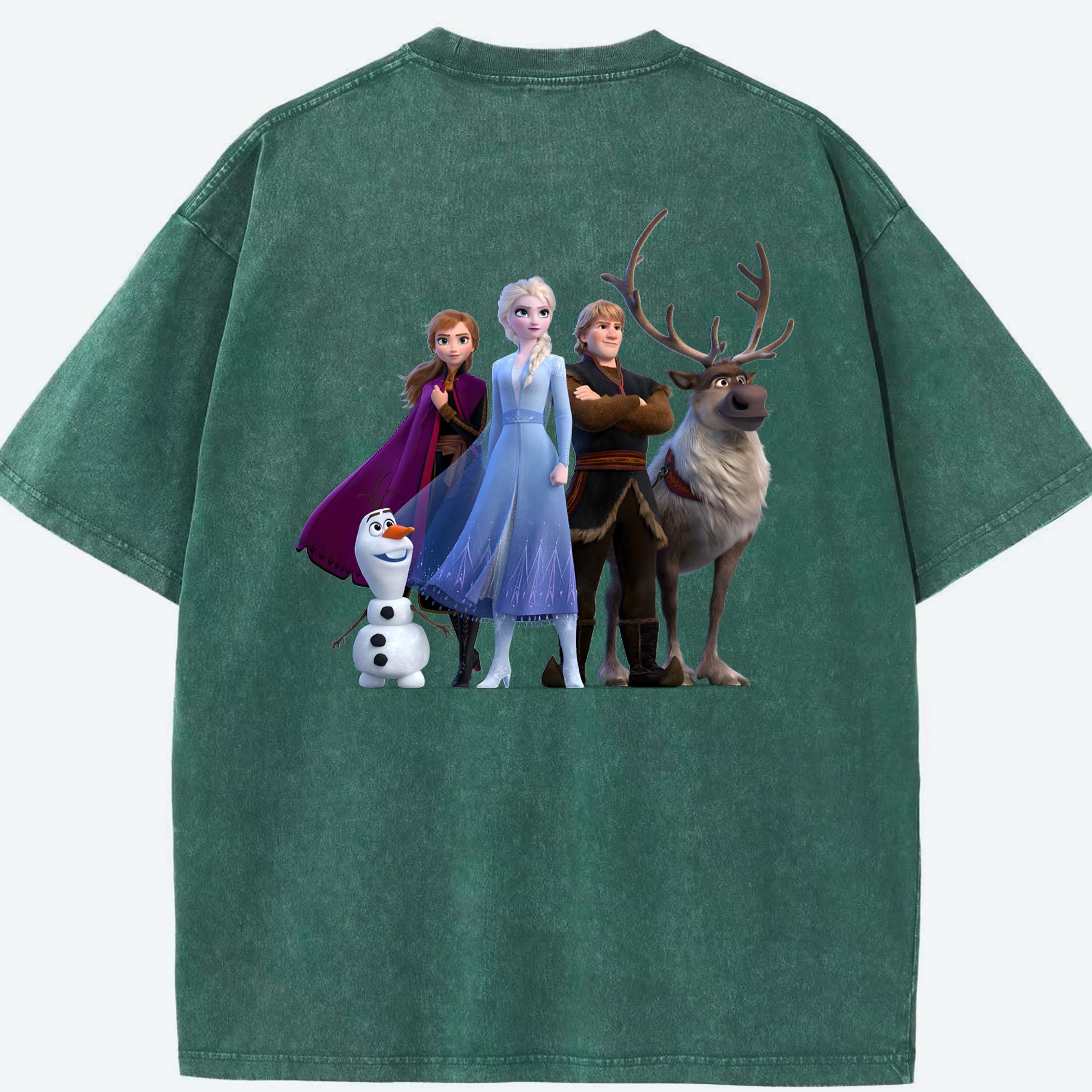 （画像用） アナと雪の女王 アンナ エルサ Frozen Anna Elsa 綿100% ヴィンテージ風 半袖Tシャツ（背面プリント）